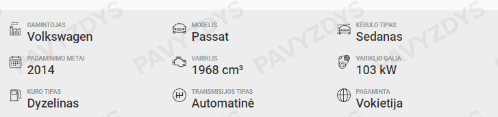 Informacija apie automobilį