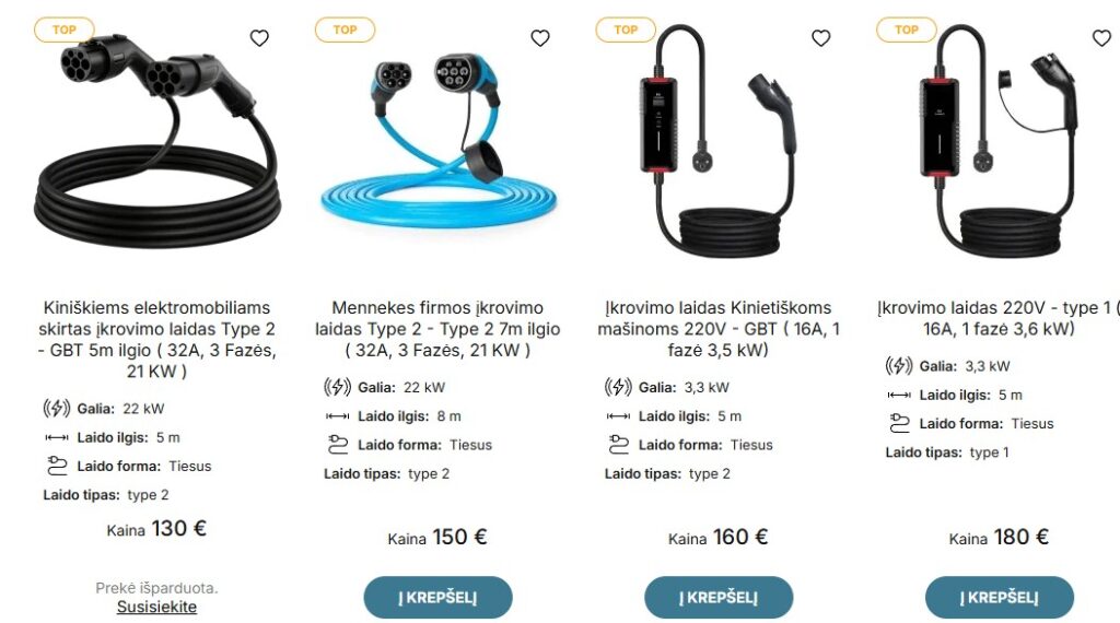 Nauji elektromobilių įkrovimo laidai